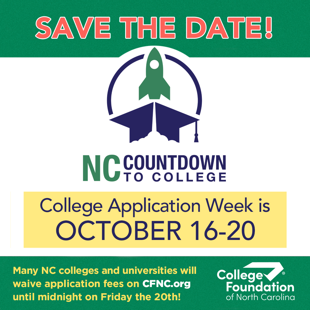Are you feeling overwhelmed with the #collegeapplication process? 📅 

Join us this October for our #NCCountdowntoCollege training series where you can learn how to fill out your FAFSA &amp; even have your application fees waived.

Mark your calendars today! bit.ly/3Cjc9bW