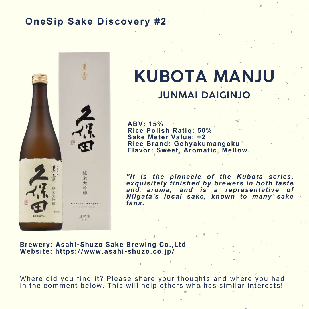 OnesipSake's tweet photo. OneSip Sake Discovery #2
--
Kubota Manju - Junmai Daiginjo
--
Let us know where you found Kubota Manju and share it with other sake lovers.
#sake
#sakelover
#japanesesake
#kubota
#kubotamanju
#asahishuzo
#onesipsake
#sakediscovery
#日本酒
#清酒
#일본술
#朝日酒造
#久保田 https://t.co/y40G5GWE22