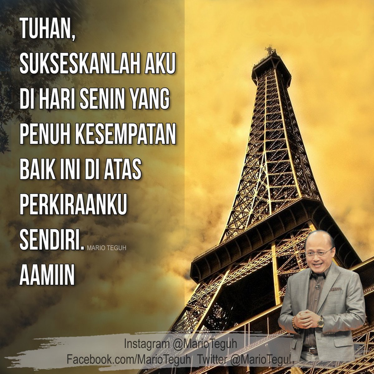 Aamiin ... 🙏💝🙏

#doa #monday #senin #doapagi #motivator #motivatorindonesia #motivasi #inspirasi #MTGW  #inspirasihidup #MarioTeguh  #stayhealty #rezeki #MarioTeguhTV #moneyday #money
#keluarga #Aamiin