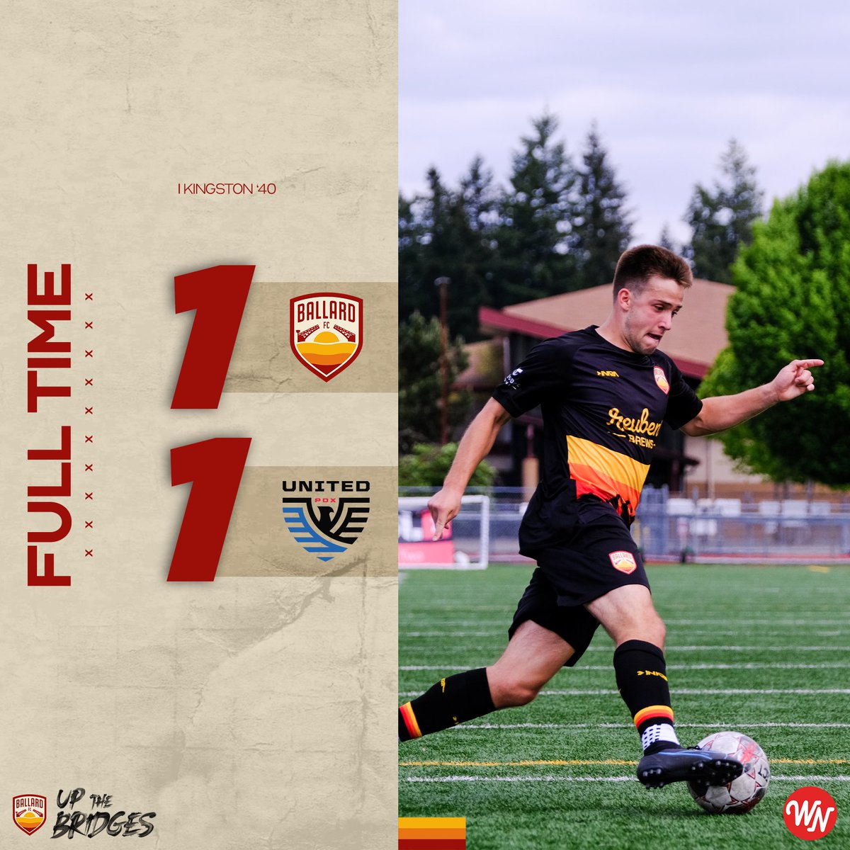 Hard-fought point after being down a man for 70+ minutes.

#BallardFC | #UpTheBridges