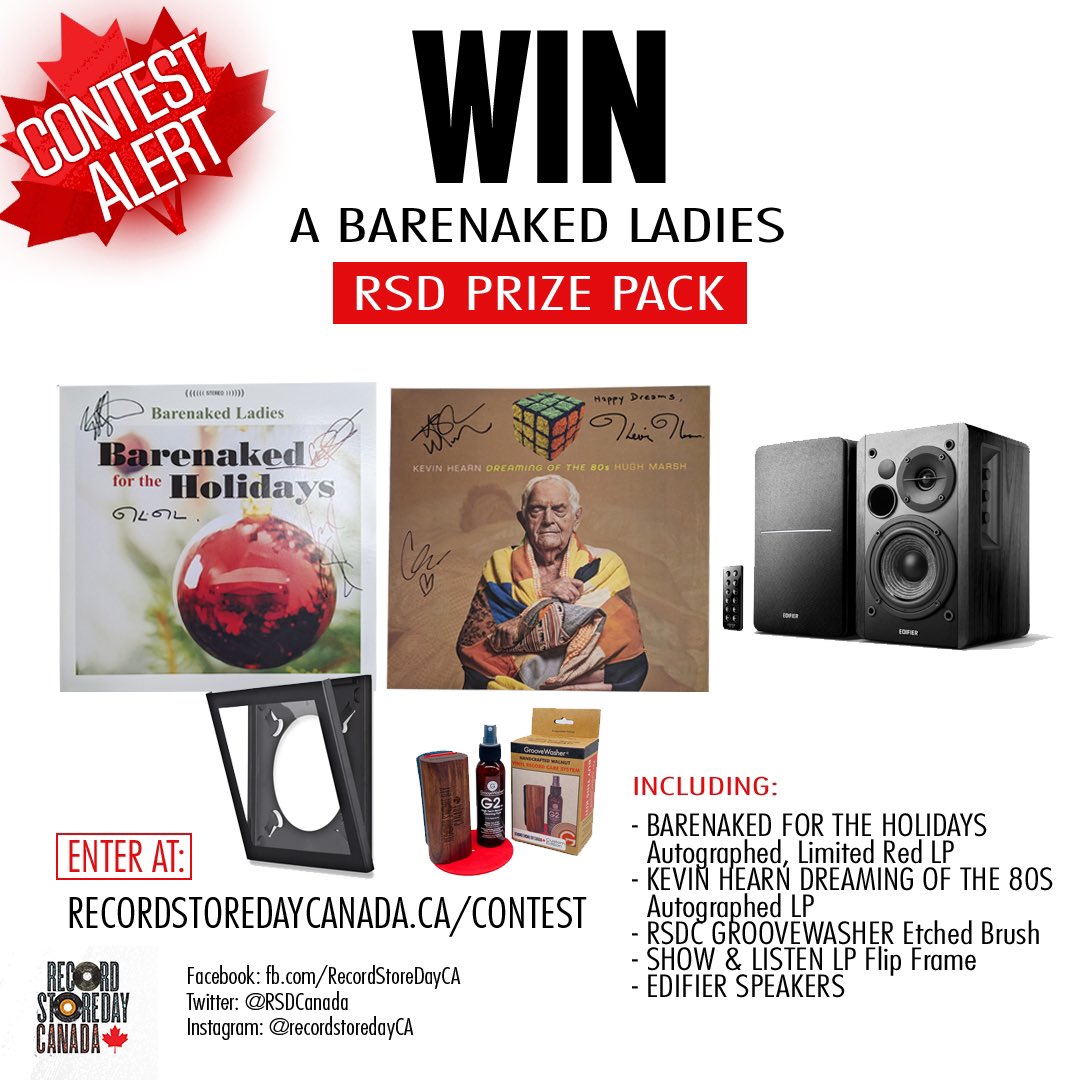 Just 5 days left to enter!

You could win: 
a signed record by @barenakedladies - Barenaked for the Holidays Limited Red LP
@KevinHearnMusic “Dreaming of the 80s”
@Edifier_Global Speaker set
GrooveWasher Walnut Record Cleaning Kit #RSDC Custom Edition
Show & Listen LP Flip Frame…