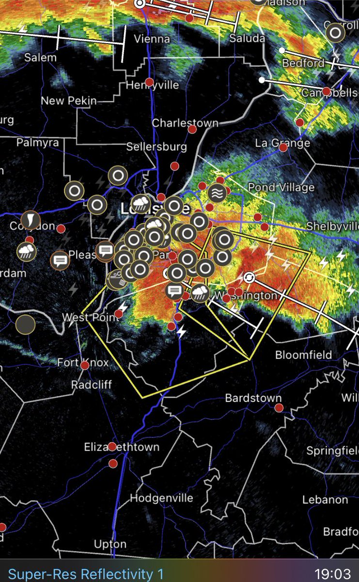 The back most storm of this duo is pushing a nasty visible outflow boundary. Several reports in of a wall cloud. If anyone has eyes on this I’d love to see what you do. This is a very strong supercell pushing tops to 53kft+ or greater. If it tightens at all it will be bad.