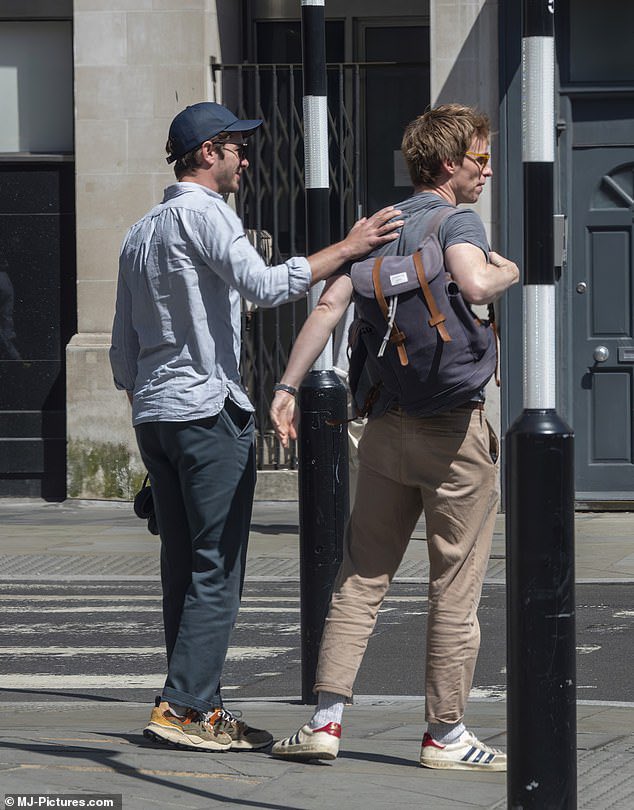 Andrew Garfield and Eddie Redmayne spotted walking around London’s Marylebone. (June 2023)
