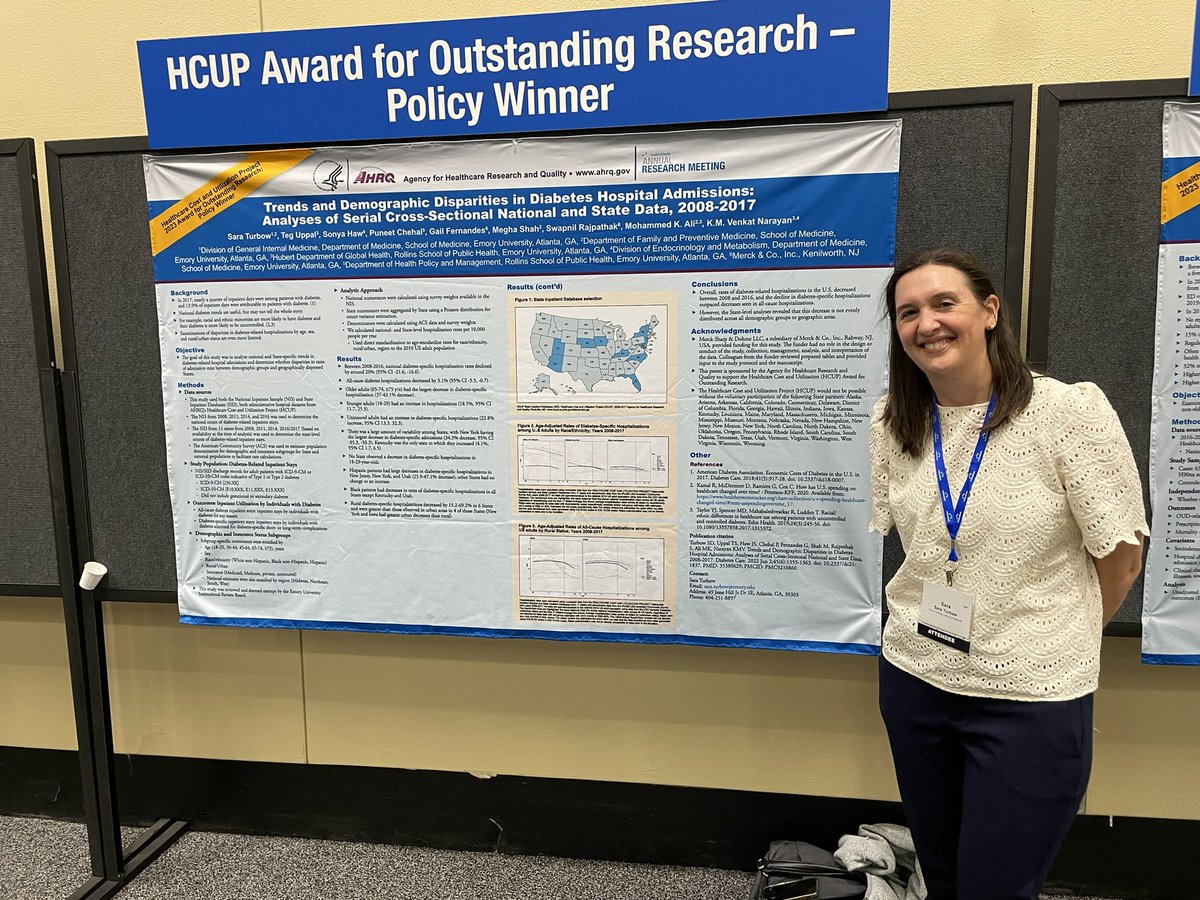 Congratulations to Sara Turbow of @EmoryMedicine and her team on winning the @AHRQNews Outstanding Policy Research Award!! @PuneetChehal @mkali_twindad #ARM23