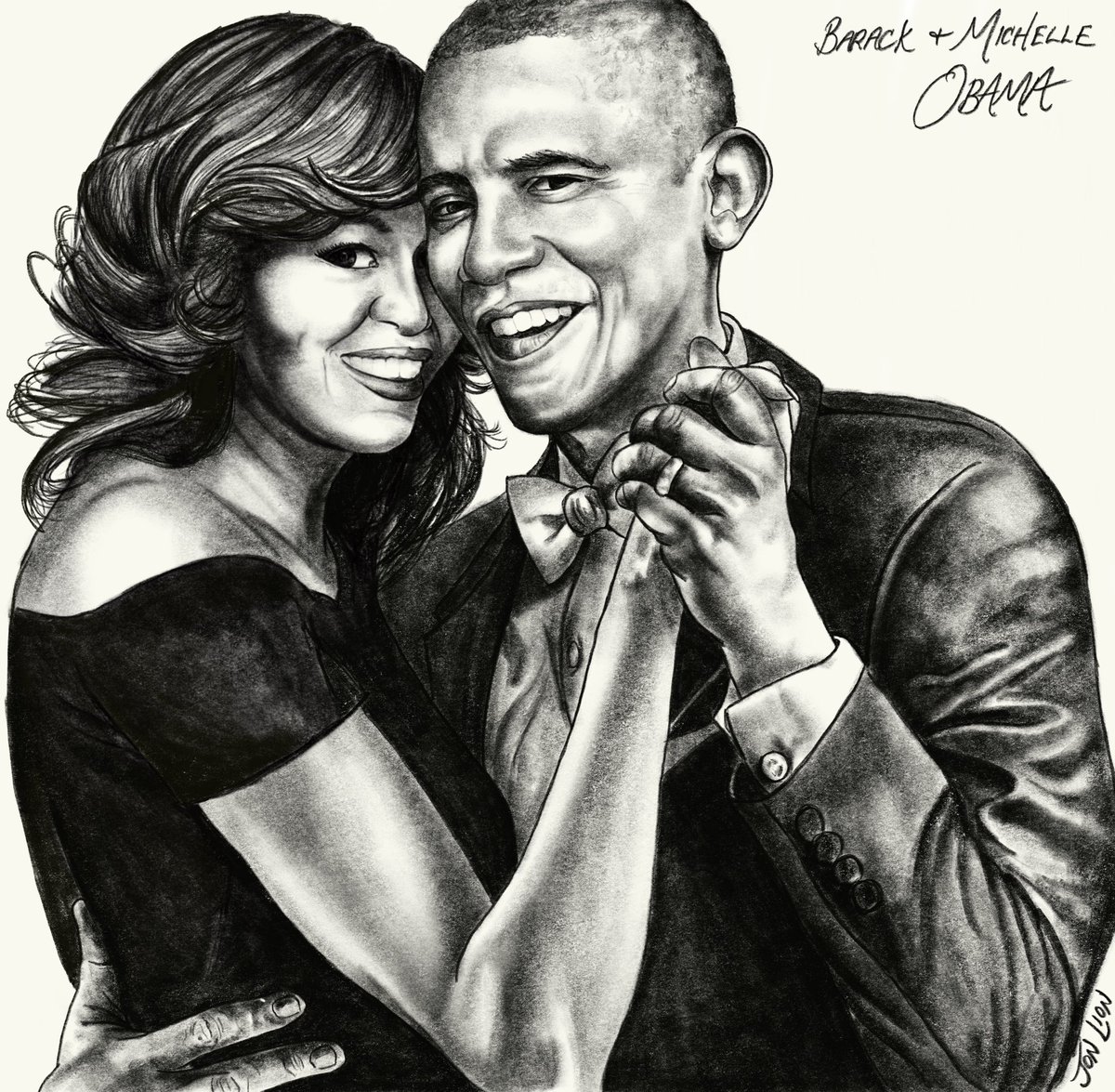 jonlionfineart2's tweet photo. If you like my @BarackObama and @MichelleObama charcoal drawing hit that RETWEET button so we can get it to their eyes 👀 https://t.co/5C9FO4an9S