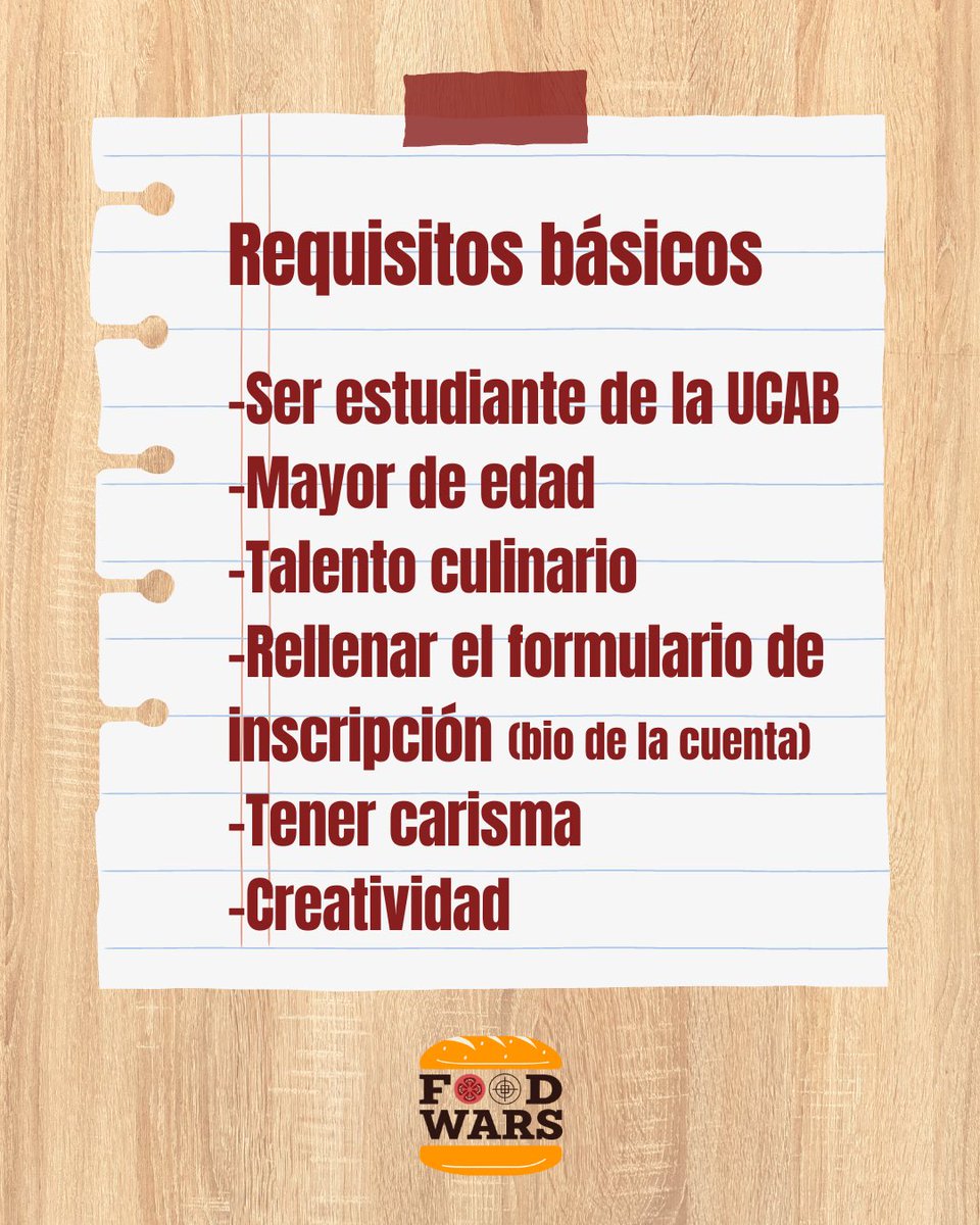 FoodWarsVe's tweet photo. ¡Inscríbete y participa en el primer MasterChef UCABISTA!

Además que ganarás premios asombrosos🤩

Regístrate en el siguiente link, allí encontrarás dos manera de involucrarte en el evento,ya sea como competidor o solo asistiendo✨

https://t.co/9Up8FTTBDm https://t.co/RVglMaJC0o