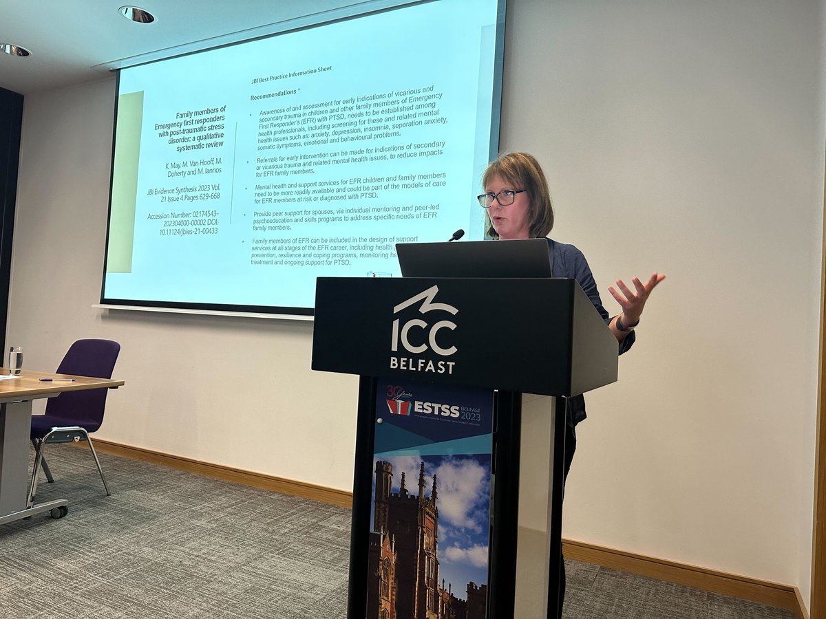 MESHealthAus's tweet photo. Sharing our work on the global stage 💜🌎  MESHA's leaders A/Prof Miranda Van Hooff and Karen May recently presented at the European Society for Traumatic Stress Studies (ESSTSS) in Belfast. Amazing 🙌 https://t.co/X9gvE7dJRb