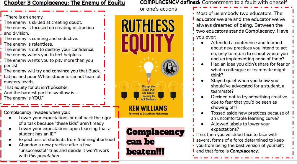 Brittany Schmidt (@maestraschmidt) on Twitter photo A little summer PD reading! Check out my highlights of chapter 3, focused on complacency... "To defeat Complacency, we have to make a commitment to show up differently." Ruthless Equity by Ken Williams <a href="/unfoldthesoul/">Ken Williams</a> #ruthlessequity A little summer PD reading! Check out my highlights of chapter 3, focused on complacency... "To defeat Complacency, we have to make a commitment to show up differently." Ruthless Equity by Ken Williams <a href="/unfoldthesoul/">Ken Williams</a> #ruthlessequity