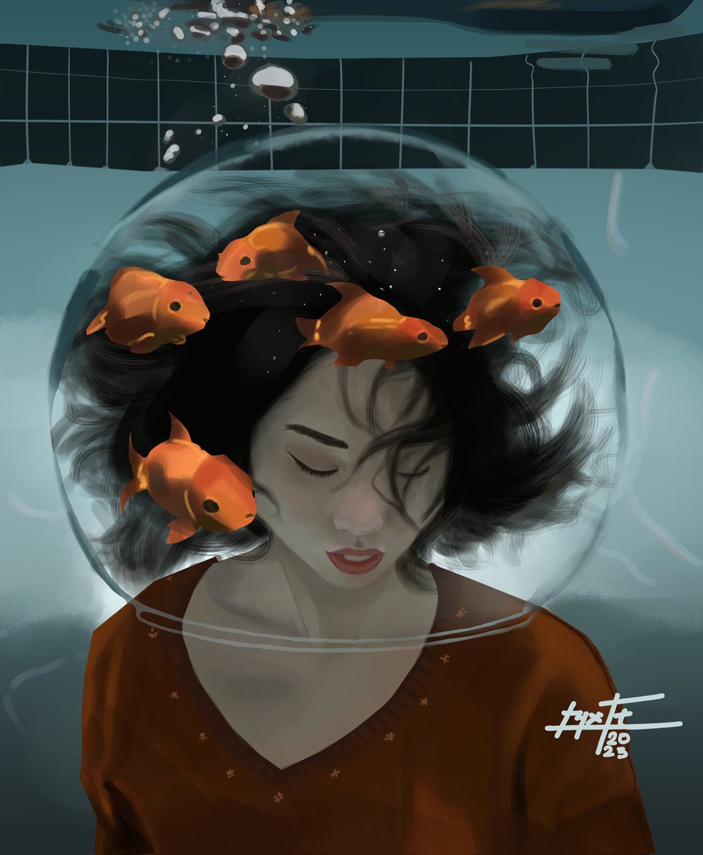 Waterrrrr 💧#underwater #pool #swimming #portraitpainting #digitalpainting #digitalart #artwork