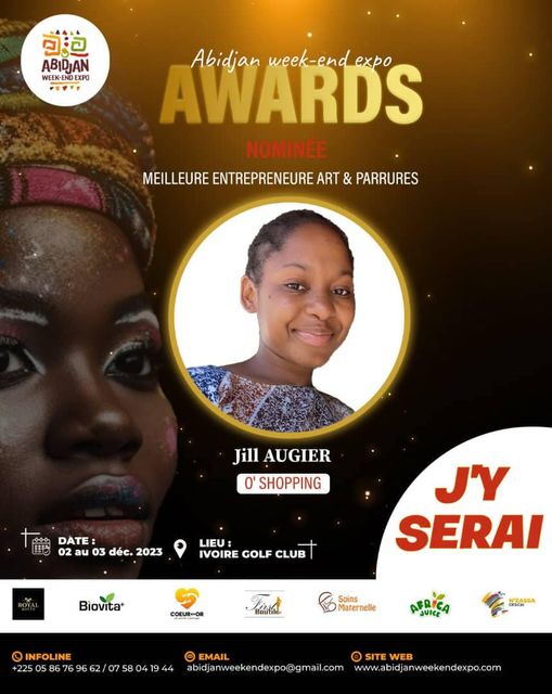 Entrepreneuriat :
La centrafricaine, Jill Augier, participe à Abidjan Week-end Expo en représentant sa marque "O shopping".

Rappelons que c'est sa deuxième participation.

Elle est nominée dans la catégorie « MEILLEURE ENTREPRENEURE ARTS &amp; PARRURES».