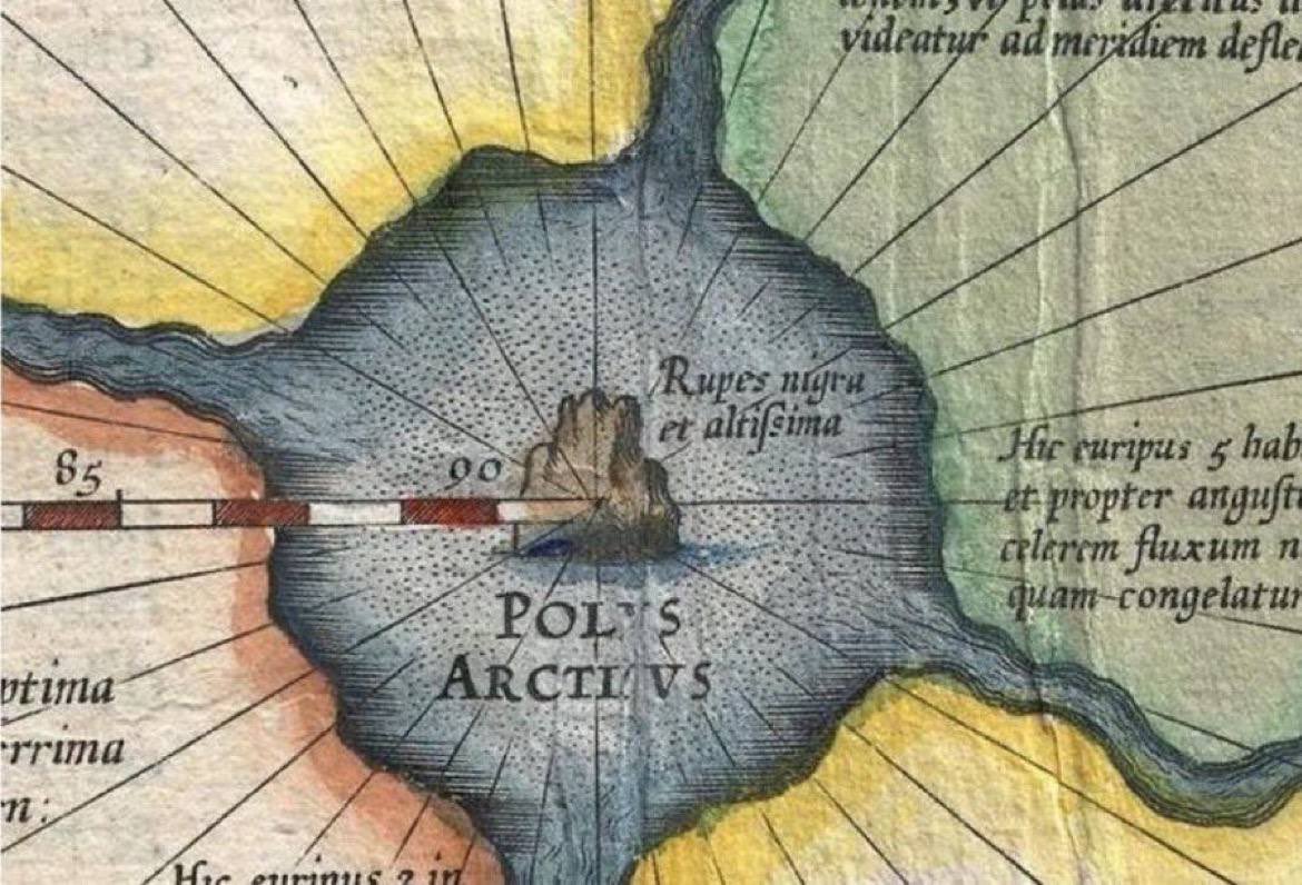 Deep within the heart of the Arctic Circle lies a colossal magnetic mountain, serving as the focal point to which all compasses align when pointing northward. While this majestic peak was once featured on antiquated maps, it has mysteriously vanished from modern cartography.