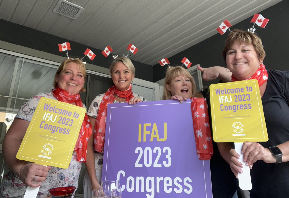 Calgary airport IFAJ welcome crew is together and warming up for our first shift tomorrow morning. See you outside of the international arrival doors! #IFAJ2023 <a href="/kellydaynard/">Kelly Daynard</a> <a href="/AggieMaggiethe/">Maggie Van Camp</a> <a href="/foodandfarming/">Lilian Schaer</a>