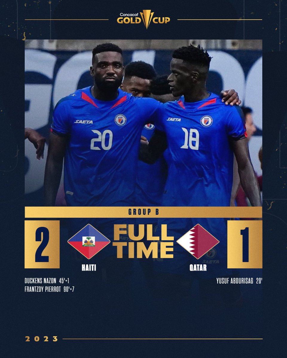 Fulltime ⏰

In the last minutes, <a href="/fhfhaiti/">Fédération Haïtienne de Football</a> 🇭🇹 gets the victory against <a href="/QFA_EN/">Qatar Football Association</a> 🇶🇦

#GoldCup