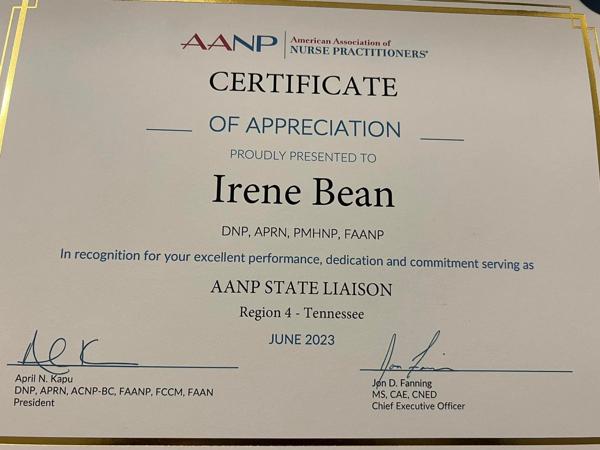 Thank you AANP for these tokens of appreciation. I have truly enjoyed my national and state leadership, and the encouragement of my fellow colleagues to continue moving forward. #AANP23
<a href="/AANP_NEWS/">AANP</a> <a href="/tnnpa/">TNNPA</a>