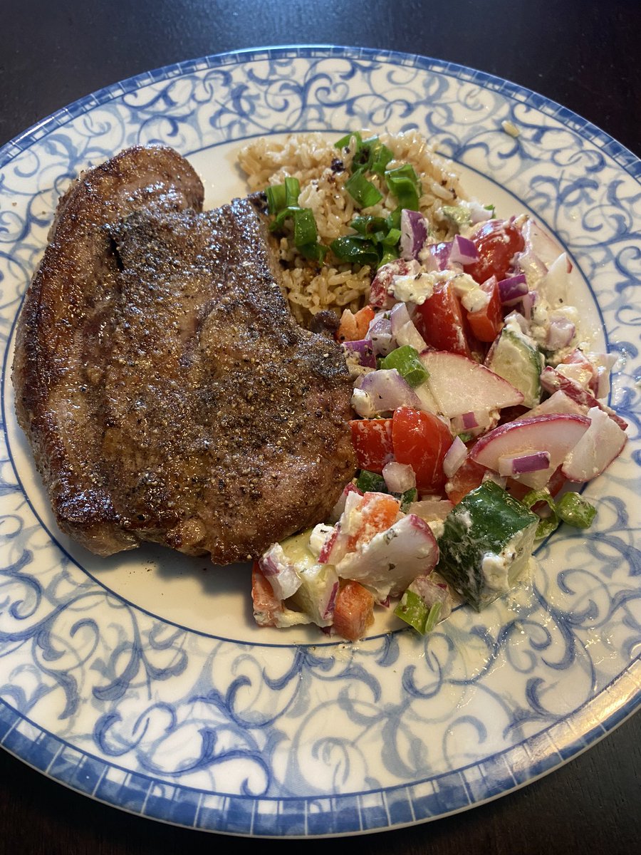 KevolutionNow's tweet photo. Sunday post-church #lunch. Lamb chops were on sale. It was a touch past medium rare. But still d-lish. And enough leftovers for tomorrowโs lunch. #Homecooking #PastorKevin #WhitehorsePastor #Kevolution #KevolutionNow https://t.co/6CleG5yzle