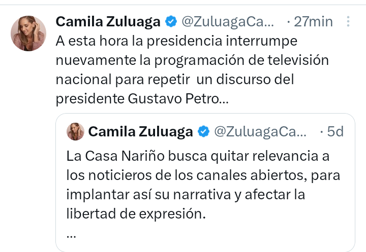 A la 'periodista' @ZuluagaCamila solo le gustaban las interrupciones de Duque con su programa que no servía para ni mrd 'prevención y acción'.