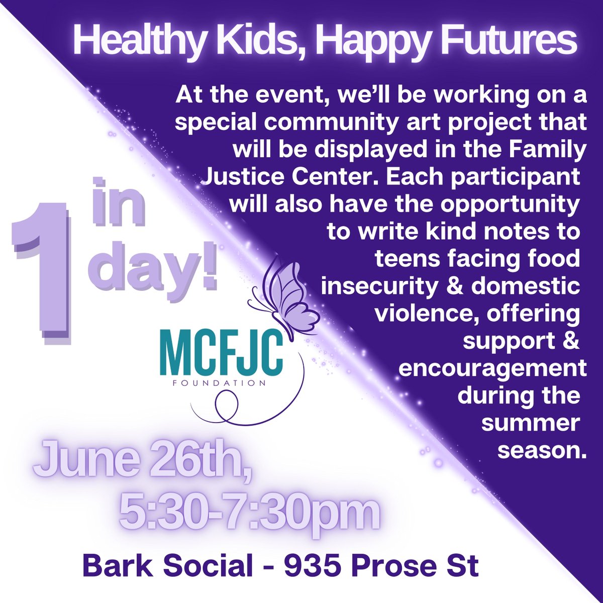 🌟 Join us tomorrow for a day of community and creativity at our “Healthy Kids, Happy Futures” volunteer event! 🌈🎨 This casual and fun-filled gathering will be packed with arts and crafts activities for all ages. #mcfjcfoundation  #arttherapy #volunteerwork #creativekids