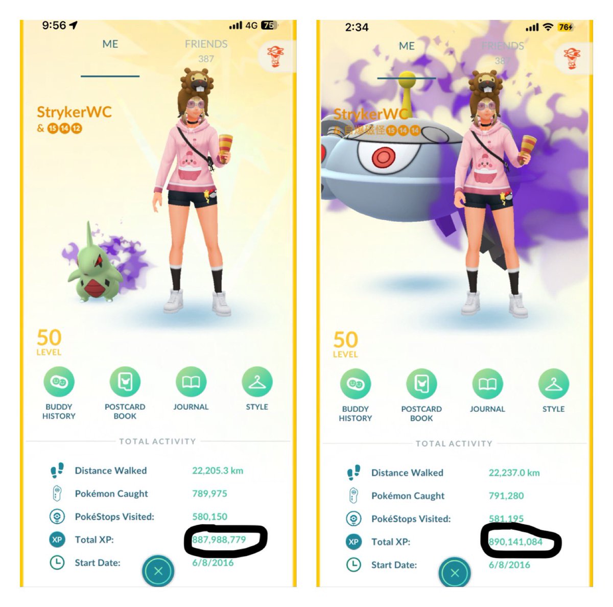 WcStryker's tweet photo. ❶❸⓿❺mons caught for today✔️
❷❶❺❷❸⓿❺XP gained today ✔️
❻❾❽ TR achieved in 5 days✔️
Wish I could have done more TR 🤔
Maybe aim 1000TR next time 🥺
Milestone: ❽❾⓿⓿⓿⓿⓿⓿⓿XP 🙈
#ShadowArticuno #June #WeekendRaid #TeamGoRocketTakeOver #Regirock https://t.co/mBw0wXvtEF