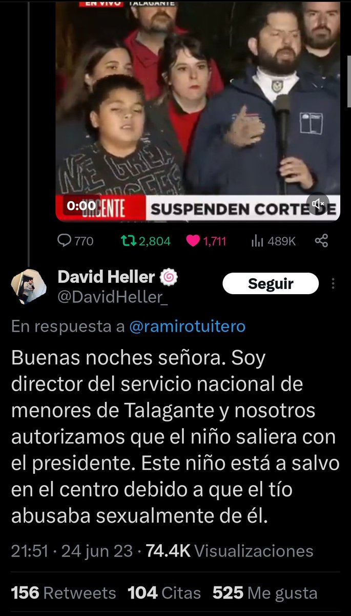 Estimada @defensorianinez dice ser el director del Sename de Talagante y dice públicamente que el niño fue abusado sexualmente.
Considero que esto es inmoral y viola abiertamente los derechos del niño, más aún su intimidad y derecho a la privacidad. Esto es un delito.