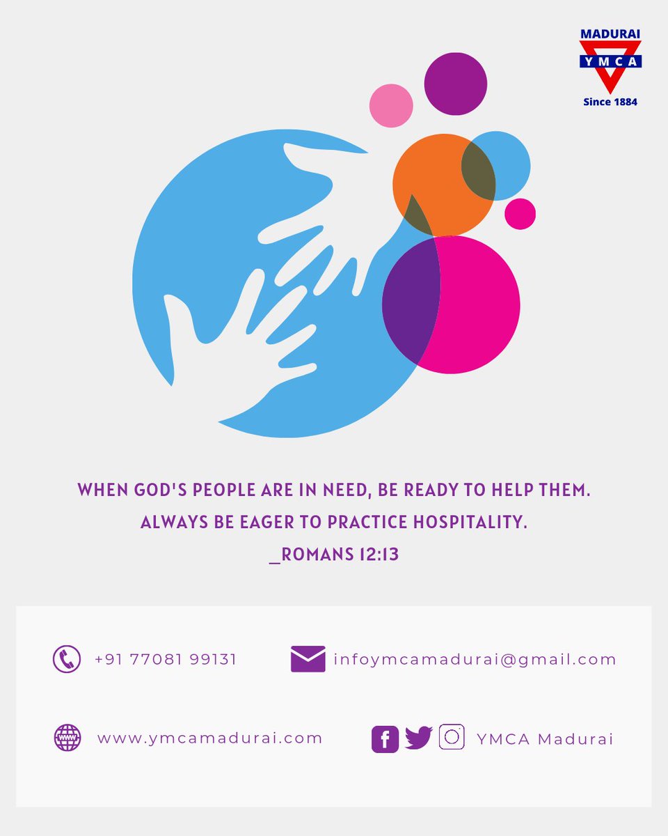 There are so many #people who need your #love, #kindness, #generosity and #help. Reach out to them and do whatever you can to help them. #Beeager to help others because that is what #God expects from us. #MondayMotivaton #Mondaythoughts #YMCAMadurai #YMCA