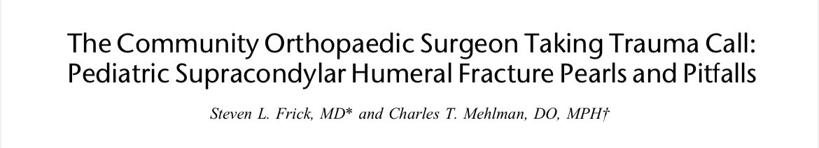 For young orthopods not into peds ortho but still worry in oncalls when a bone broken kid comes. Journal of trauma has a great article series for all general and non pedipod ortho surgeons. Most of them are free. Elbows knees feet and more. Great, useful and solid info.