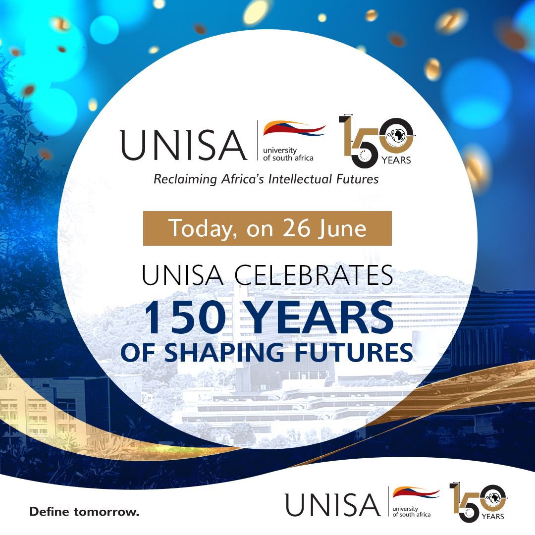 #ReclaimingAfricasIntellectualFutures Join us today at 09:00 for the #Unisa150 Anniversary Birthday Celebrations.
Click Here to Join Virtual: ow.ly/r99n50OWz03 
#Unisa150
<a href="/unisaradio/">UNISA Radio</a>