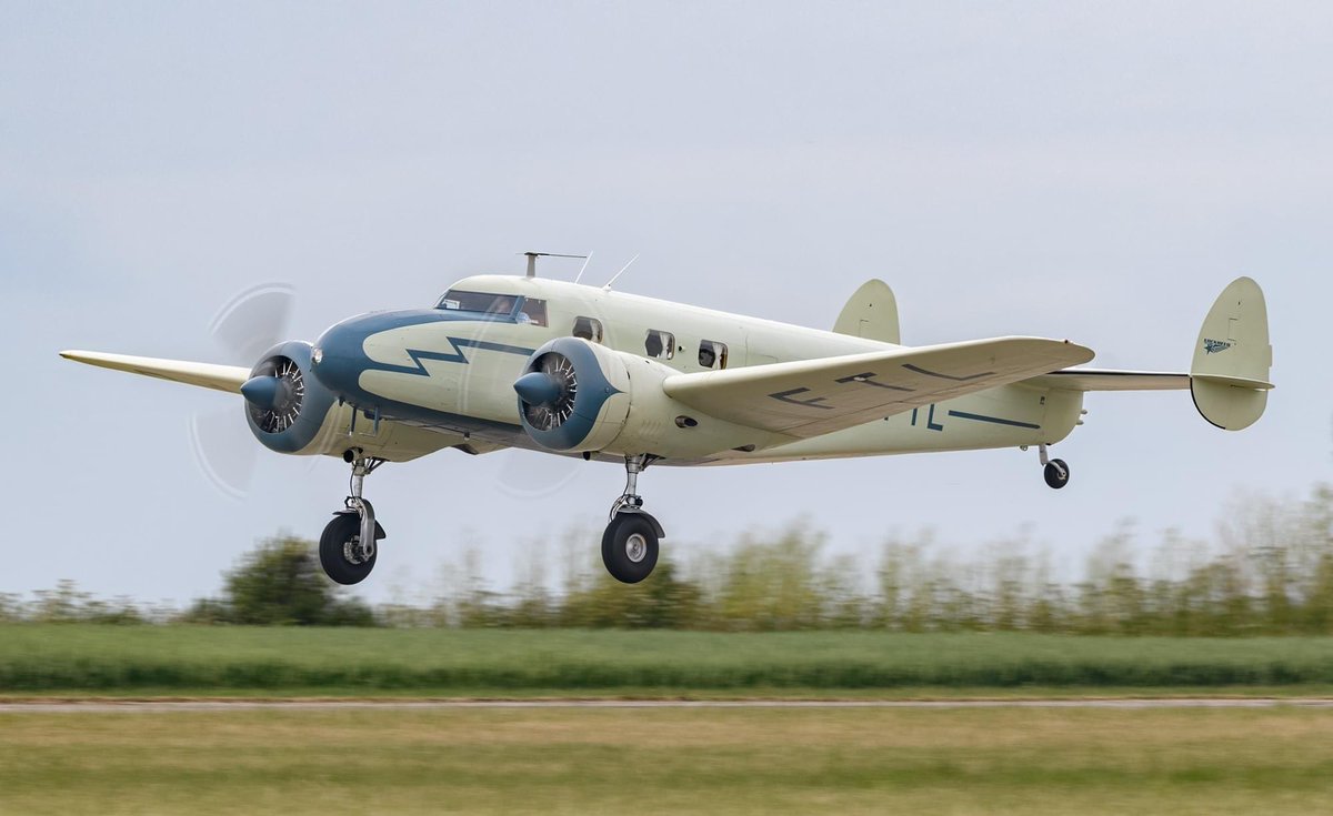 Another treat on Friday. Taking off in this absolutely stunning 1936 Lockheed 12A Electra Junior G-AFTL was originally owned by Sidney Cotton and was used to take spy photos for MI6 in WW2, often with senior Luftwaffe officers onboard. Incredible history! 📷: Nigel Harrison