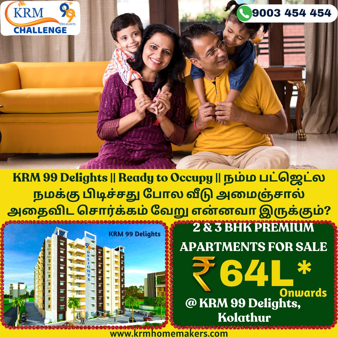 'Paradise Found: Experience Bliss at KRM 99 Delights Apartments for sale in Kolathur'. Gated community, modern interior design, starting at 64L* onwards.
#dreamhome #modernhome #modernapartments #luxuryapartments #luxuryhomes #newhouse #newhome #flatsforsale #propertyforsale