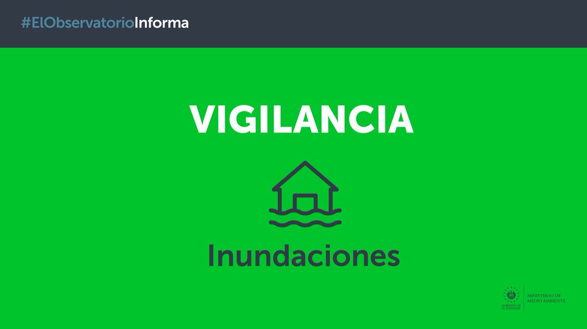 MedioAmbienteSV's tweet photo. 📌#ElObservatorioInforma VIGILANCIA Probabilidad media (30%-60%) de inundaciones urbanas que afecten temporalmente la movilidad en los municipios del AMSS por persistencia de lluvias moderadas en el sector. https://t.co/AYIlgIpgub