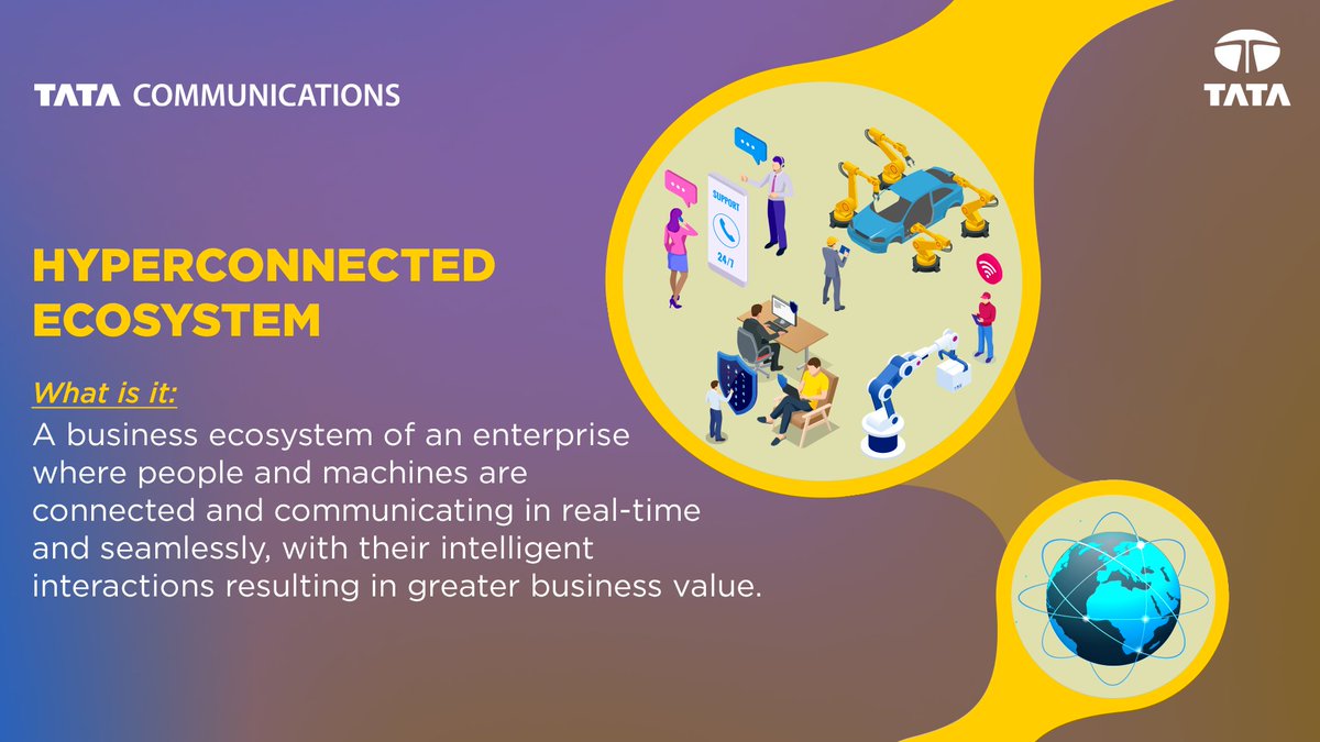 tata_comm's tweet image. We asked you what hyperconnectivity means for your enterprise, and if you&apos;ve said that it&apos;s an always-on, omnichannel &amp;amp; intelligent way of connecting all elements of your enterprise ecosystem, you&apos;re absolutely right. Stay tuned as we explore this #HyperconnectedEcosystem more!