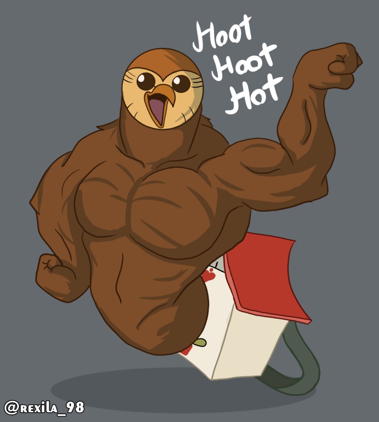 Muscular Hooty from so much training with Willow 🔥💪🏽🦉

#TheOwlHouse #theowlhousefanart #fanart #bara #muscle #art #drawing