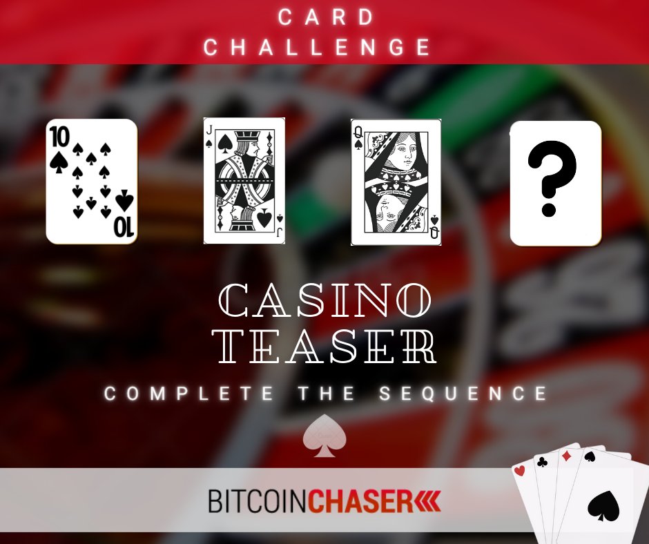 BitcoinChaser's tweet image. 🃏 Time for a quick Casino card challenge! 💪
Which card completes this sequence: 10♠️, J♠️, Q♠️, ___? 
Share your answer below and let&apos;s see who can keep the sequence going! ♠️🔢 
#CardChallenge #CasinoFun #SequenceMasters #gameonline