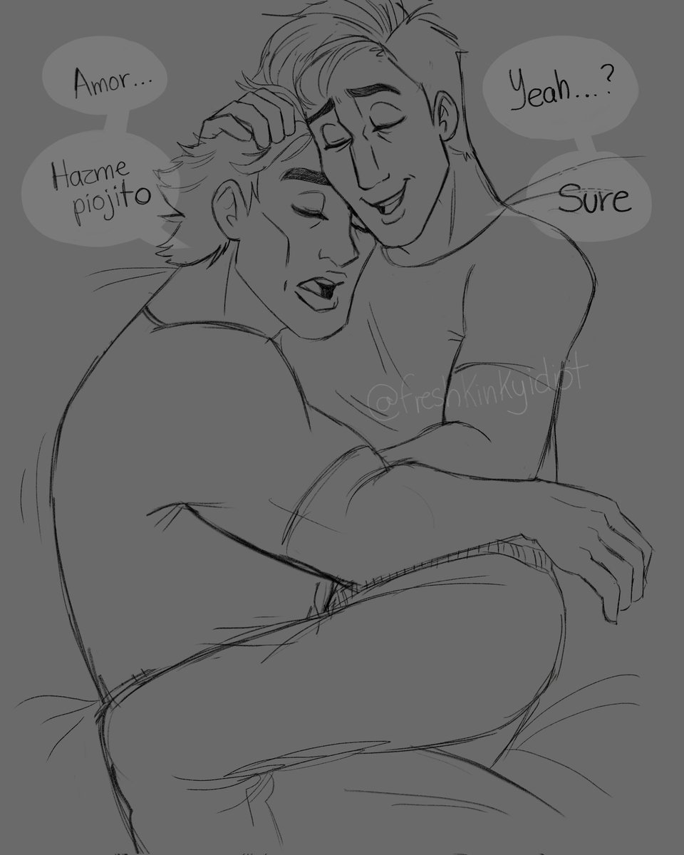 Peter's chest is very comforting to Miguel 🥺 ('Hacer piojito' It is a cute way of asking for pampering on the head) 
#spiderdads #PeterBParker #MIGUELOHARA