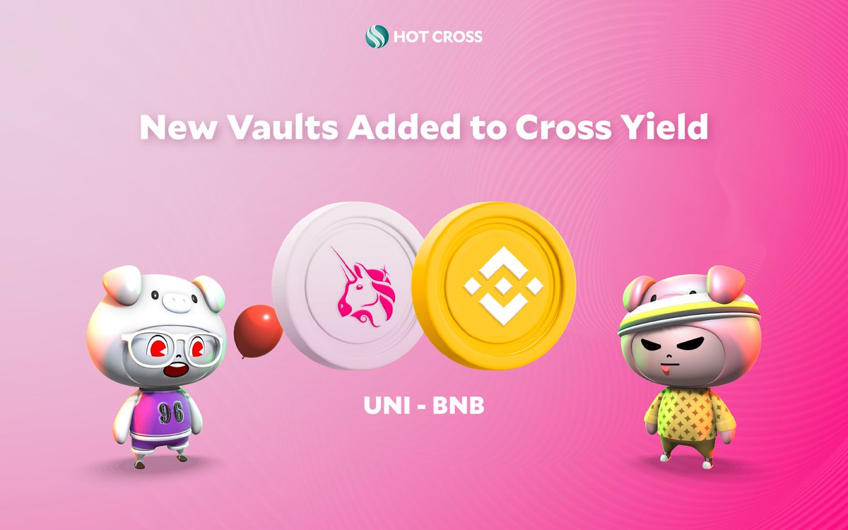 🚜 New Vaults Added To Cross Yield 👩‍🌾 $BNB - $UNI 4.99% APY 🦄️ @Uniswap - a protocol for trading and automated liquidity provision on Ethereum. ⚡️ ZAP in to have fun! 📍 hotcross.link/YIELD