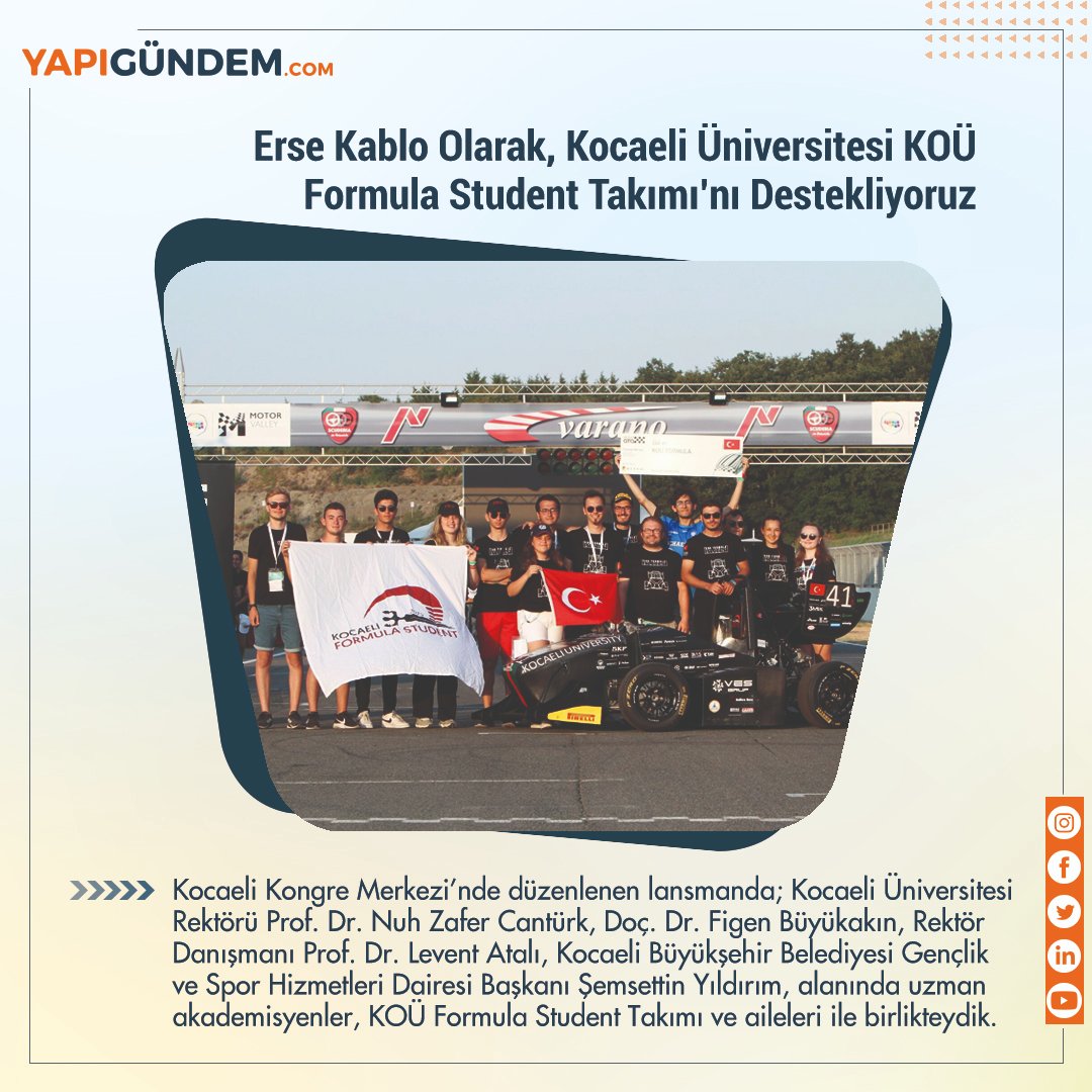 Erse Kablo Olarak, Kocaeli Üniversitesi KOÜ Formula Student Takımı’nı Destekliyoruz

Haberin devamını okumak için linke tıkla
yapigundem.com/erse-kablo-ola…

#yapigundem #inşaatşirketleri #KocaeliÜniversitesi #formulastudenttakımı #ersekablo #zayıfakımkabloları #BirlikteGeleceğe