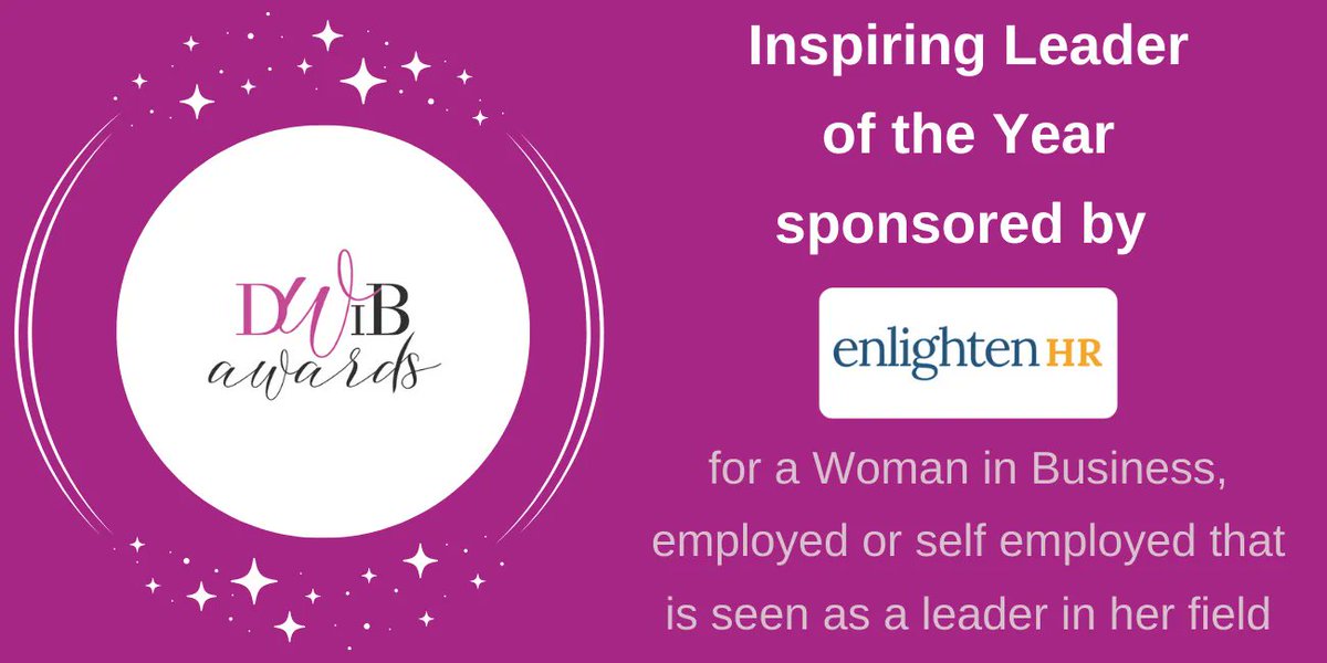 Are you an Inspirational Leader?  This category is for a female business person who is seen as a leader in their field, a source of advice & expertise. Motivating & inspiring others.  Employed or self-employed. Sponsored by @enlightenHR .

#DWIBAwards #Inspirationanal #leadership