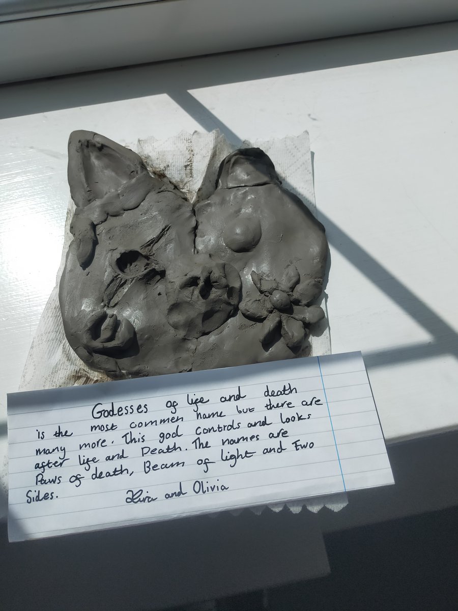 KirknewtonPS's tweet photo. Primary 6 demonstrating their creative skills. Their challenge was to research the Green Man and then use the information they found to inspire a 3d piece of art. They opted to use air drying clay and look at what they created! #12daysofsummer #metaskills #creativity https://t.co/Sv5FLb9rWJ