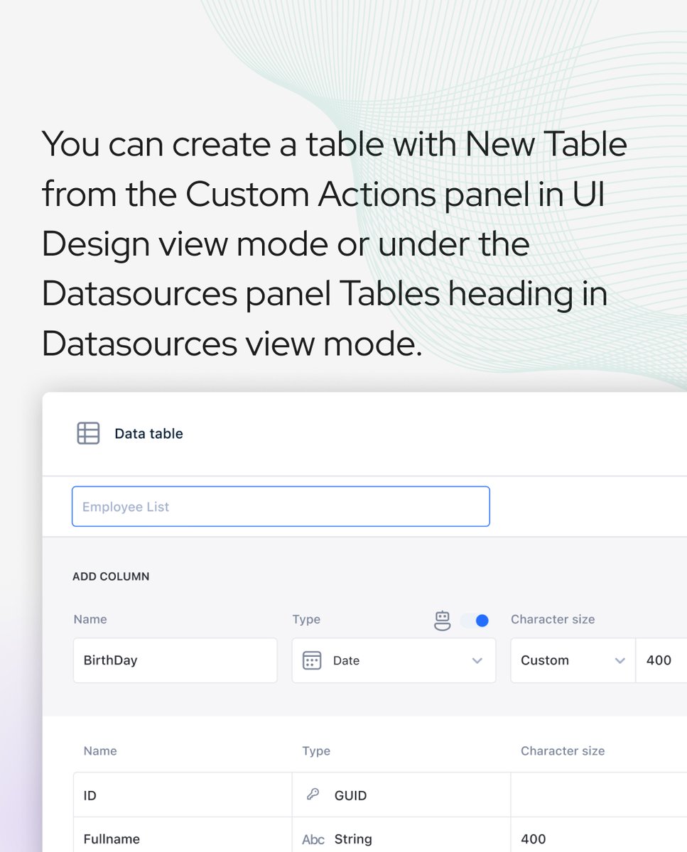 KuikaSoftware's tweet image. #kuika #lowcode #lowcodeplatform #AI #create #Datasource #customaction #UIDesign #datatype