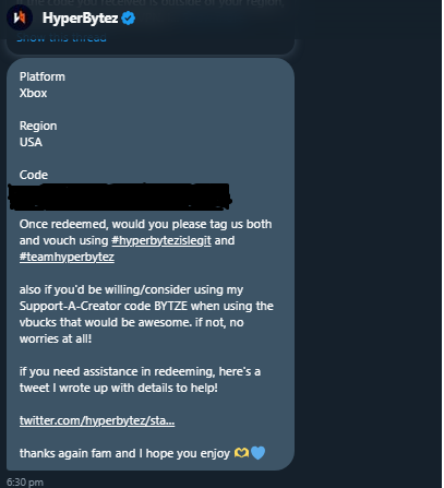 AlucinAzulin's tweet photo. #hyperbytezislegit #teamhyperbytez @HyperBytezGG @hyperbytez
Huge hug to these 2 legends for the 1k vbucks you win in your recent giveaway.
Very, very fast I literally woke up and I already had my first in dms, totally kind and generous.
https://t.co/NbwMVg3MK2 https://t.co/WYbDOZzHQK