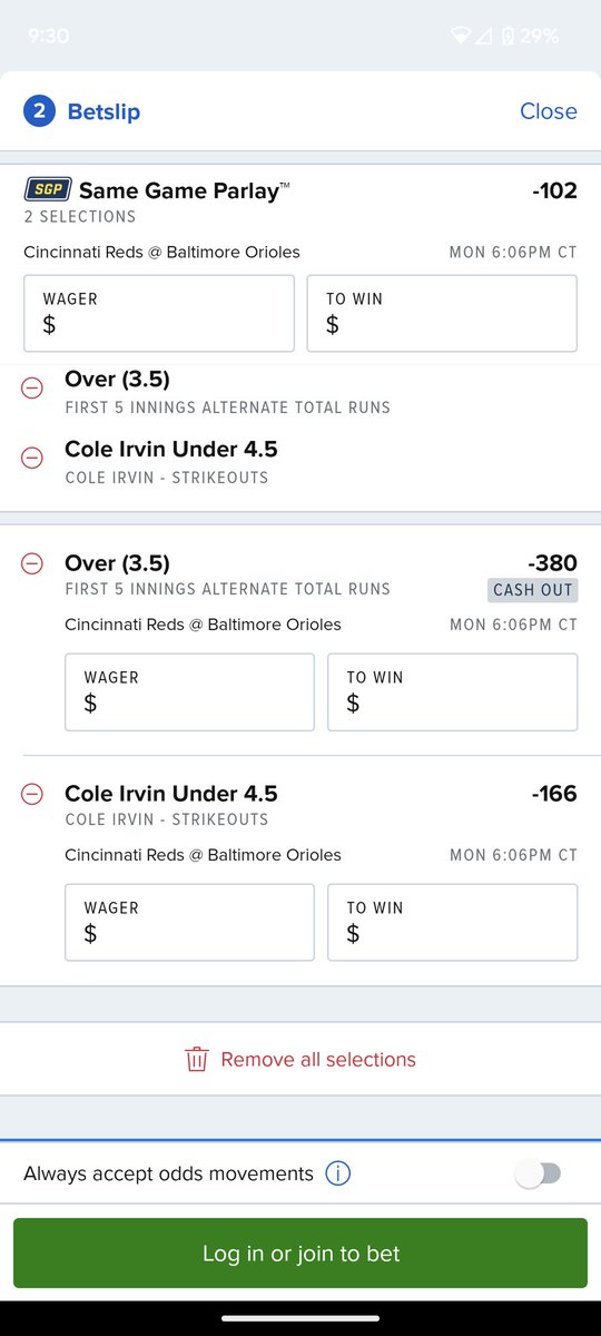 Orioles vs Reds #SameGameParlay