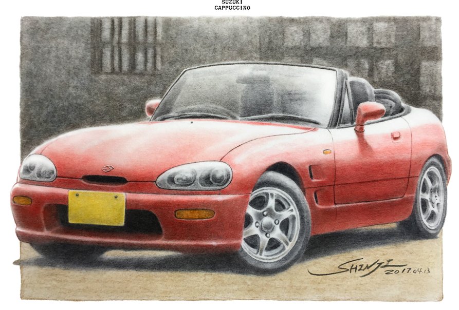 「好きな車を描いて それが売れたら嬉しい… #イラスト #色鉛筆」|シン@ぬり絵で身につく花と実の色えんぴつ技法のイラスト