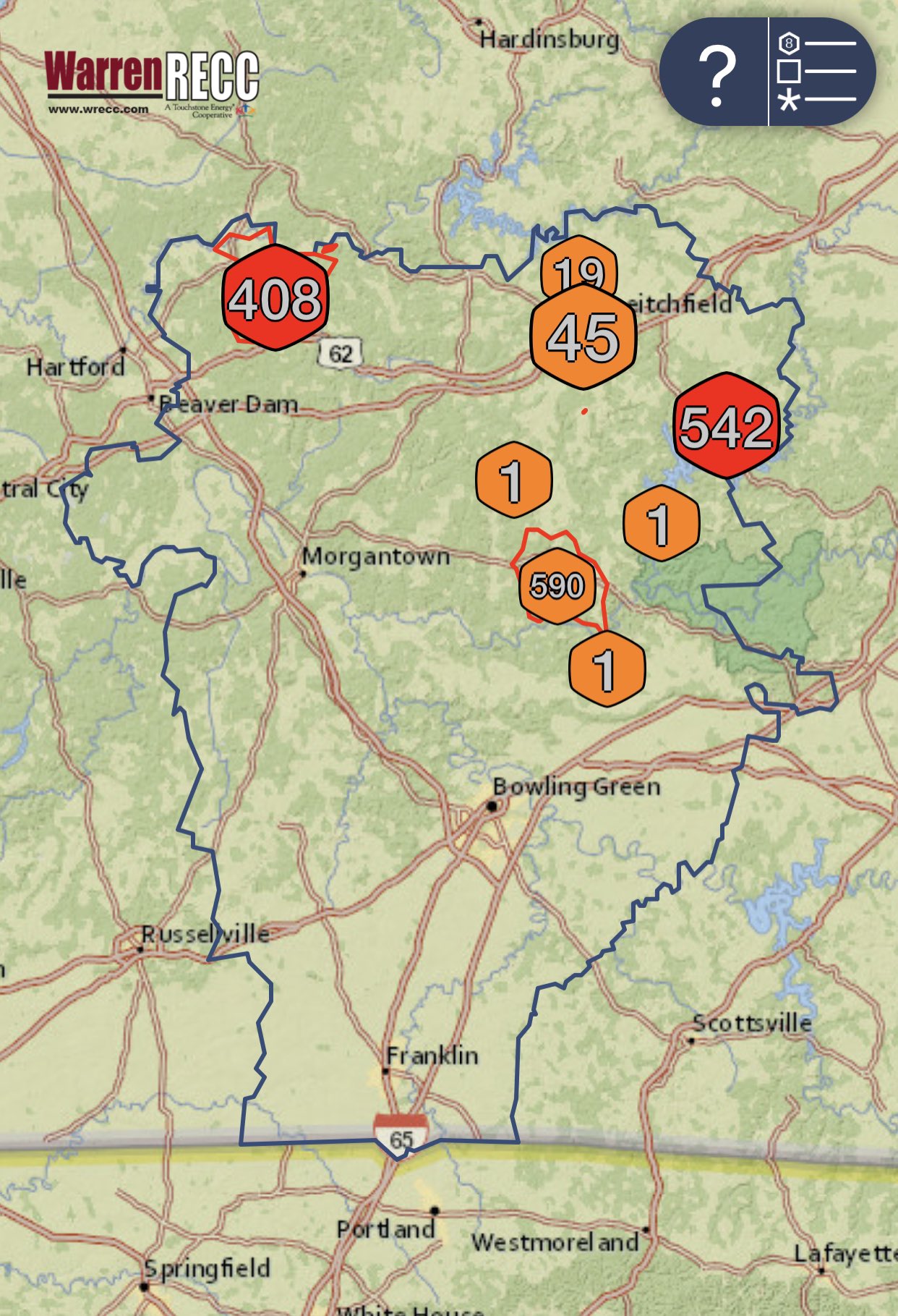 Warren Recc Power Outage Map - 01va341