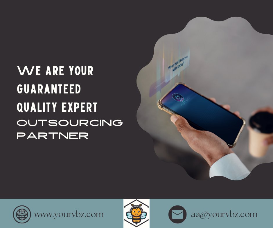 WE CAN drive better performance, versatility, and efficiency.

Contact us:
Email | aa@yourvbz.com
Visit our website | yourvbz.com

#yourvirtualbeez #outsourcingservices #globalteam #outsourcesuccess #strategicpartnership