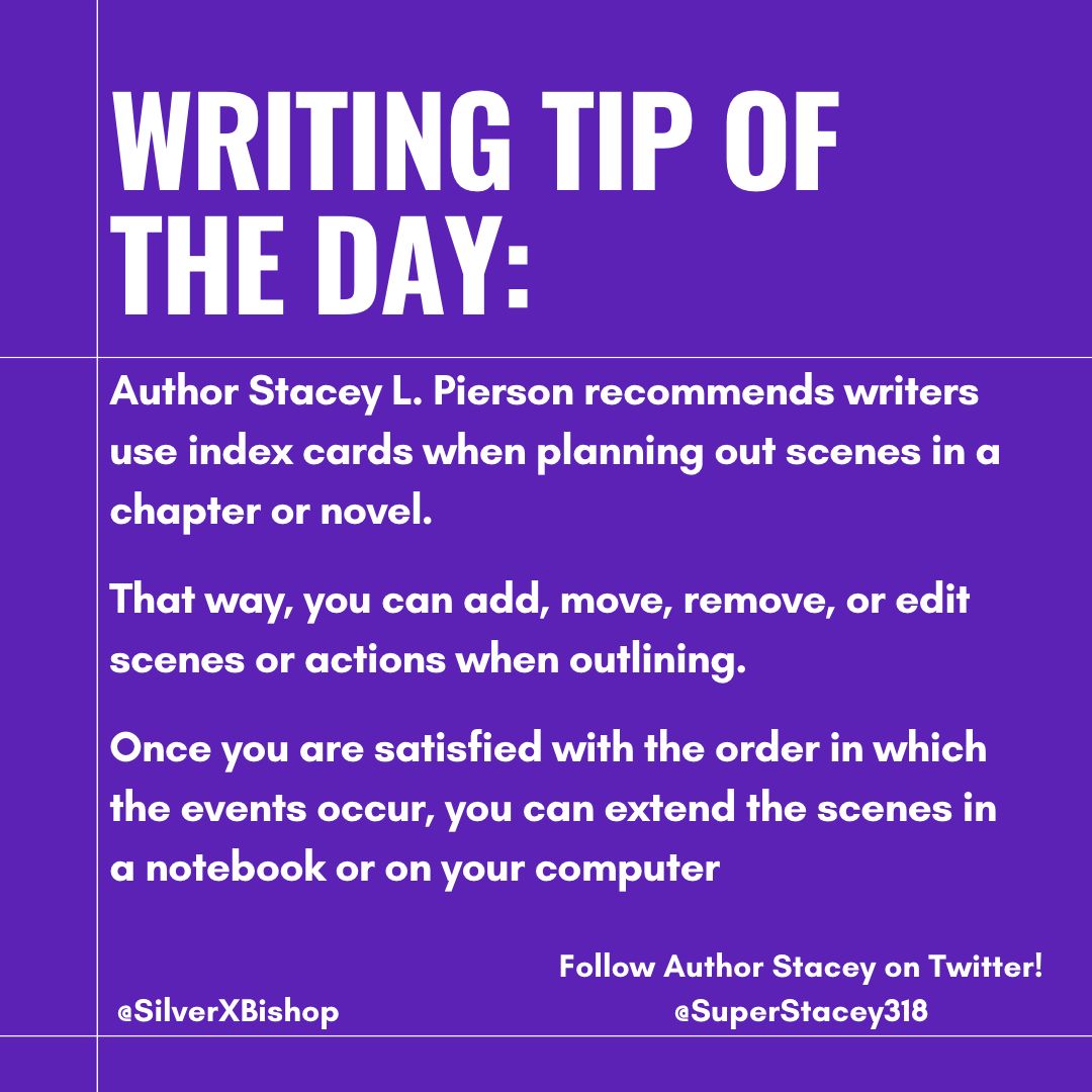 Writing tip from @SuperStacey318 #writers #authors #writingcommunity #writerlife #amwriting #writerslife #writerslift #amediting #writersoftwitter #AuthorsOfTwitter #marketingtips #authortips #writertips