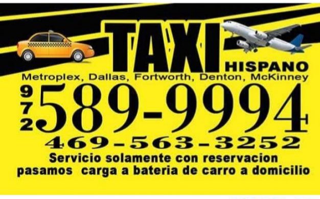 SERVICIO DE TAXI LATINO 469 563 3252 DALLAS FORTWORTH TX dfw area metroplex 24/7