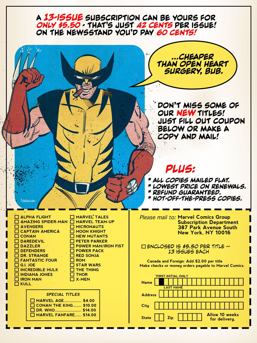 Here are a few 'retro' house subscription ads I created as a tribute to #marvel comics from the past. Share 'em if you dig 'em. #comicbook #indianajones #ironfist #wolverine