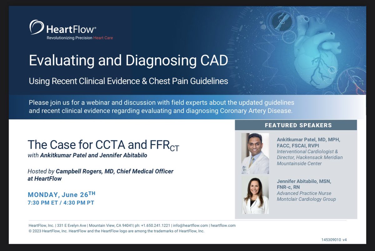 Very excited to collaborate with @IntegrativeAPN to share our real world experience and the clinical evidence for use of #CCTA and #FFRct for the evaluation and diagnosis of #CAD. 

#MD #APN
#PartnersInPatientCare
#PartnersInEducation
#Collaboration