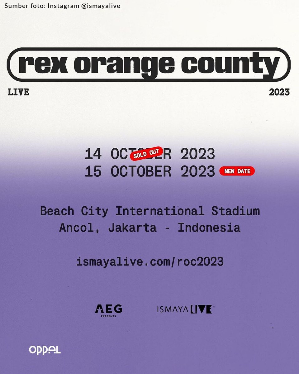 oppal_id's tweet image. Wohoo!🥳 @ismayalive baru aja mengumumkan ROC bakalan ada second show di Jakarta nih, gengs🥹

Buat kamu yang belum kebagian tiketnya, cus langsung pantengin IG dari Ismaya Live yaa!🫶🏼✨

#oppal #rexorangcounty #rexorangecountyindonesia #rexorangecountyjakarta