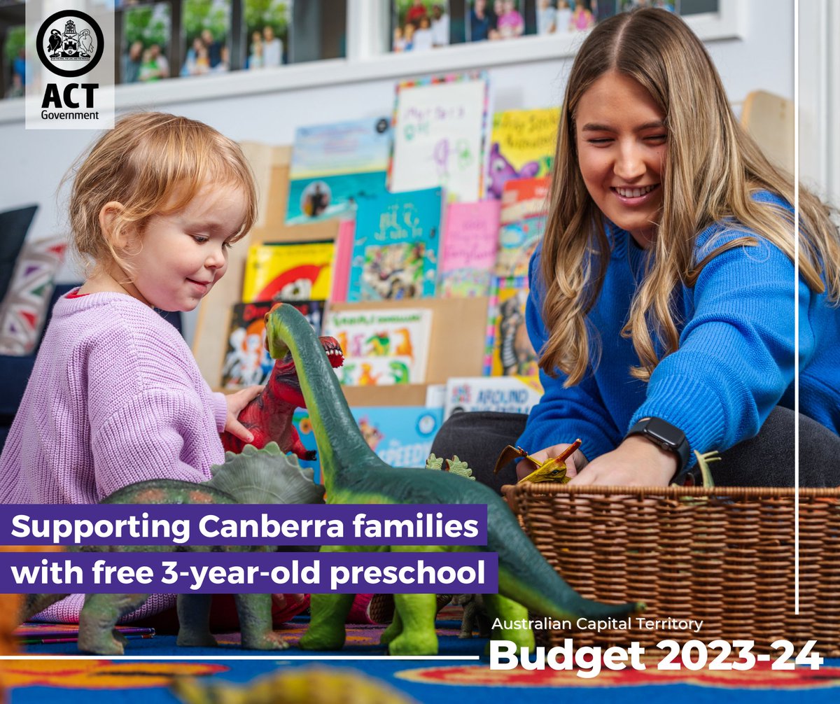 The ACT Government’s biggest investment in early childhood education will benefit more than 5,000 three-year-olds and their families across Canberra, with the average family with a three-year-old preschooler expected to save $1,329.

More information at:  ow.ly/iE1g50OWITx