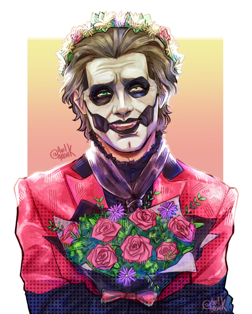 Copia with a flower crown is so cute that I had the urge to draw him #namelessghoul #PapaEmeritusIV